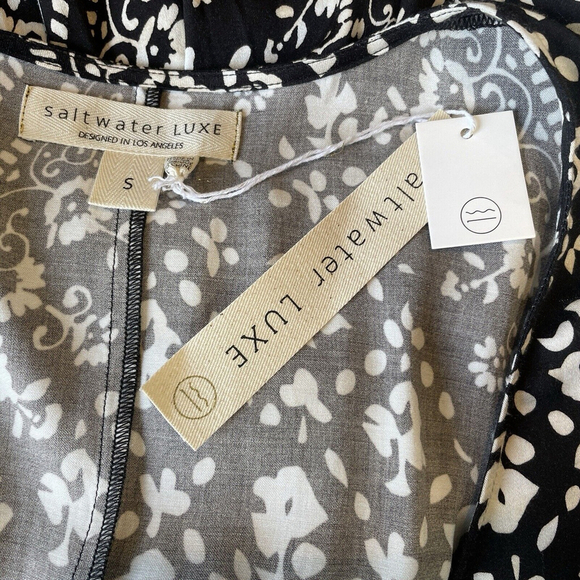 NWT Saltwater Luxe Top Madaris Ruffle Printed Black White Oversized Sz. S - Picture 9 of 10